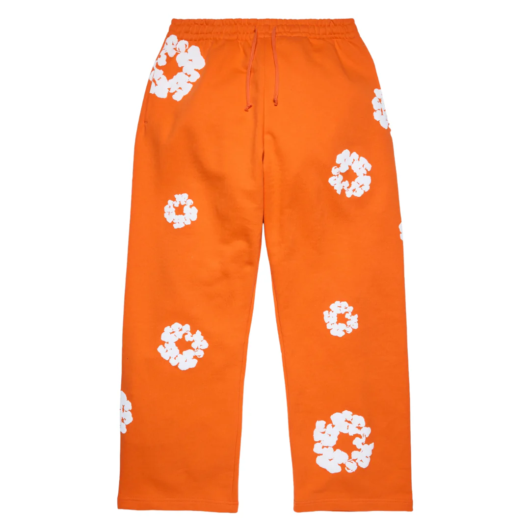 DENIM TEARS COTTON WREATH BAGGY SWEATPANTS ORANGE