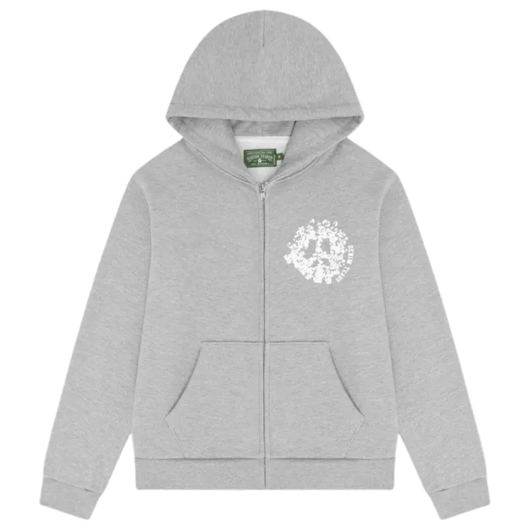 DENIM TEARS DENIM UNIVERSITY ZIP HOODIE GREY
